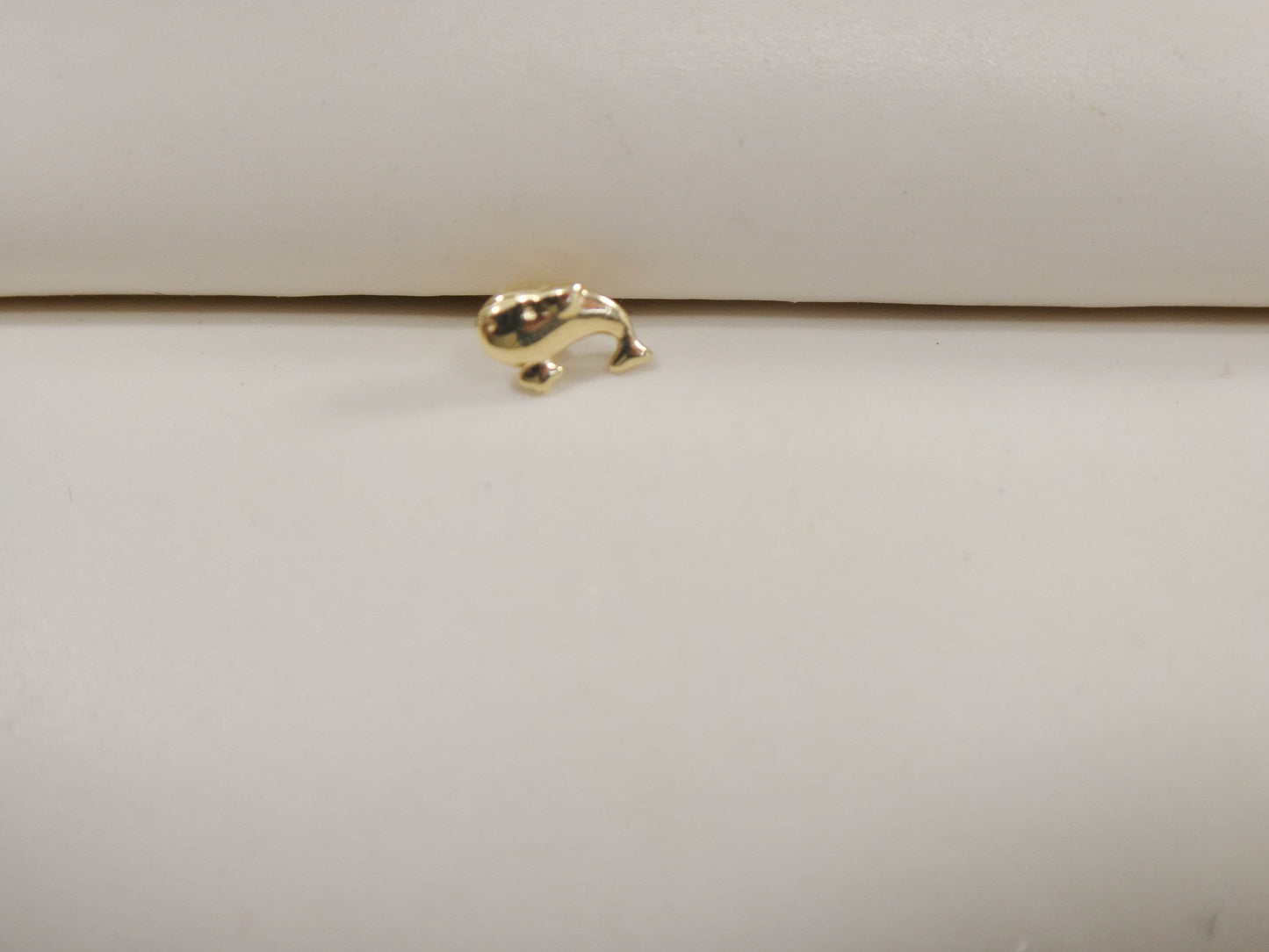 14k real solid yellow gold fish stud nose ring