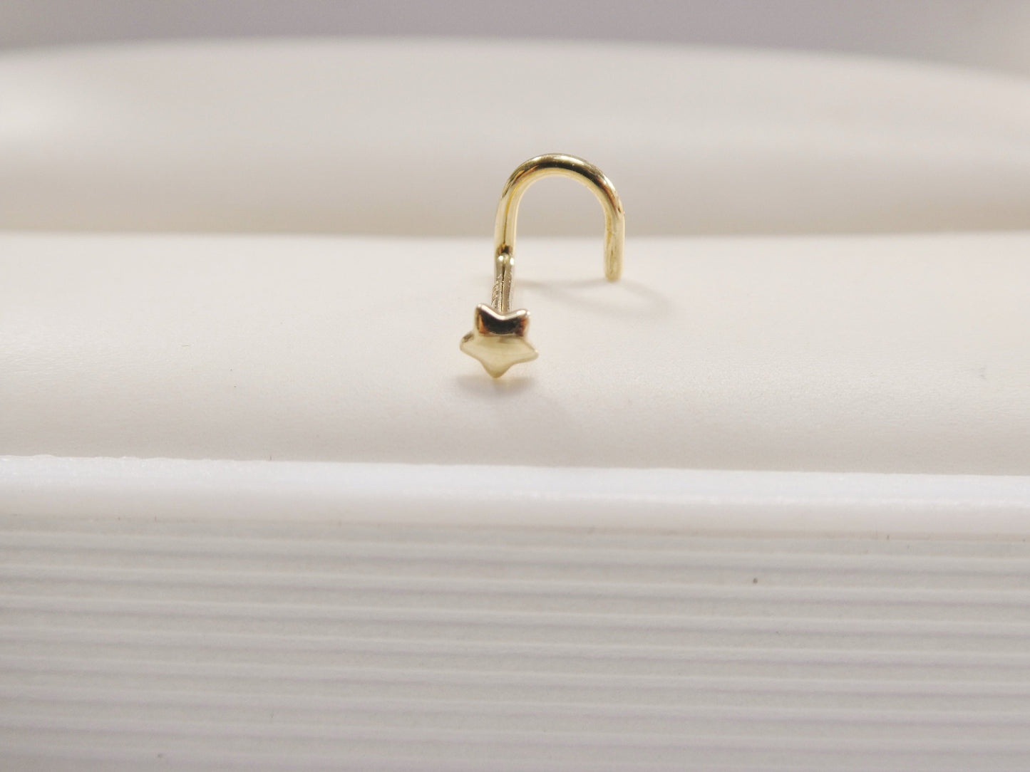 14k real solid yellow gold twist shape star nose ring