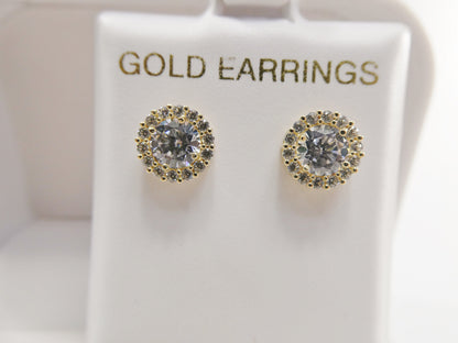 Real 10k Solid Yellow Gold Screw Back Post Large Circle Stud Earrings