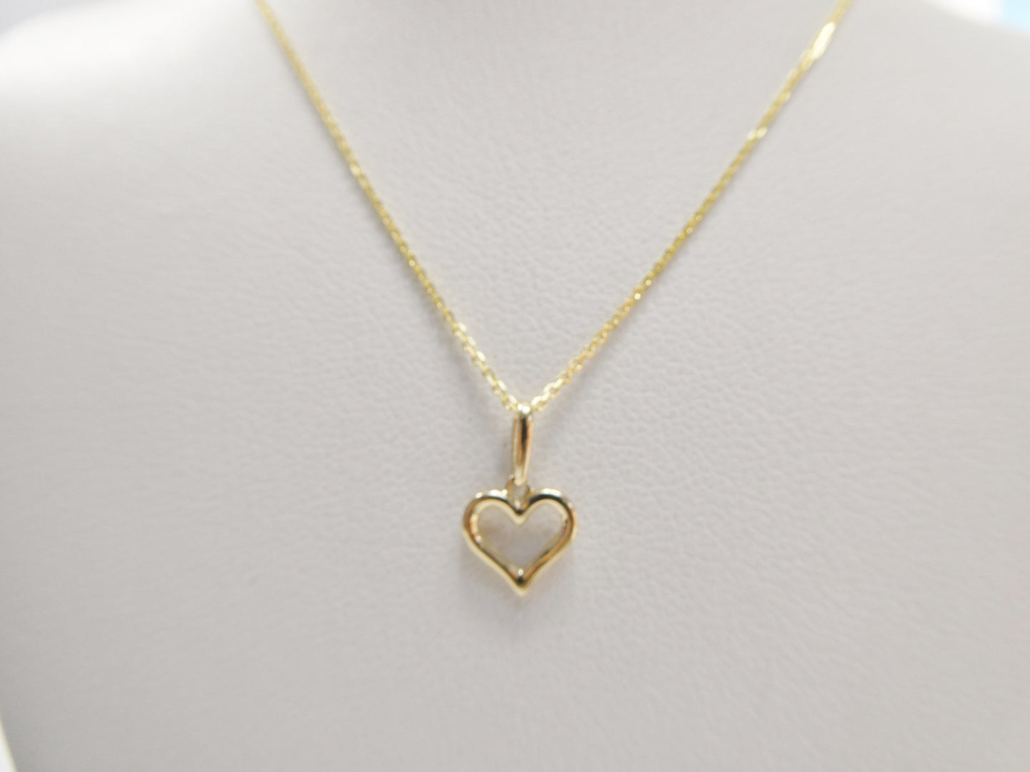 14k real solid yellow gold small heart pendent and cable necklace