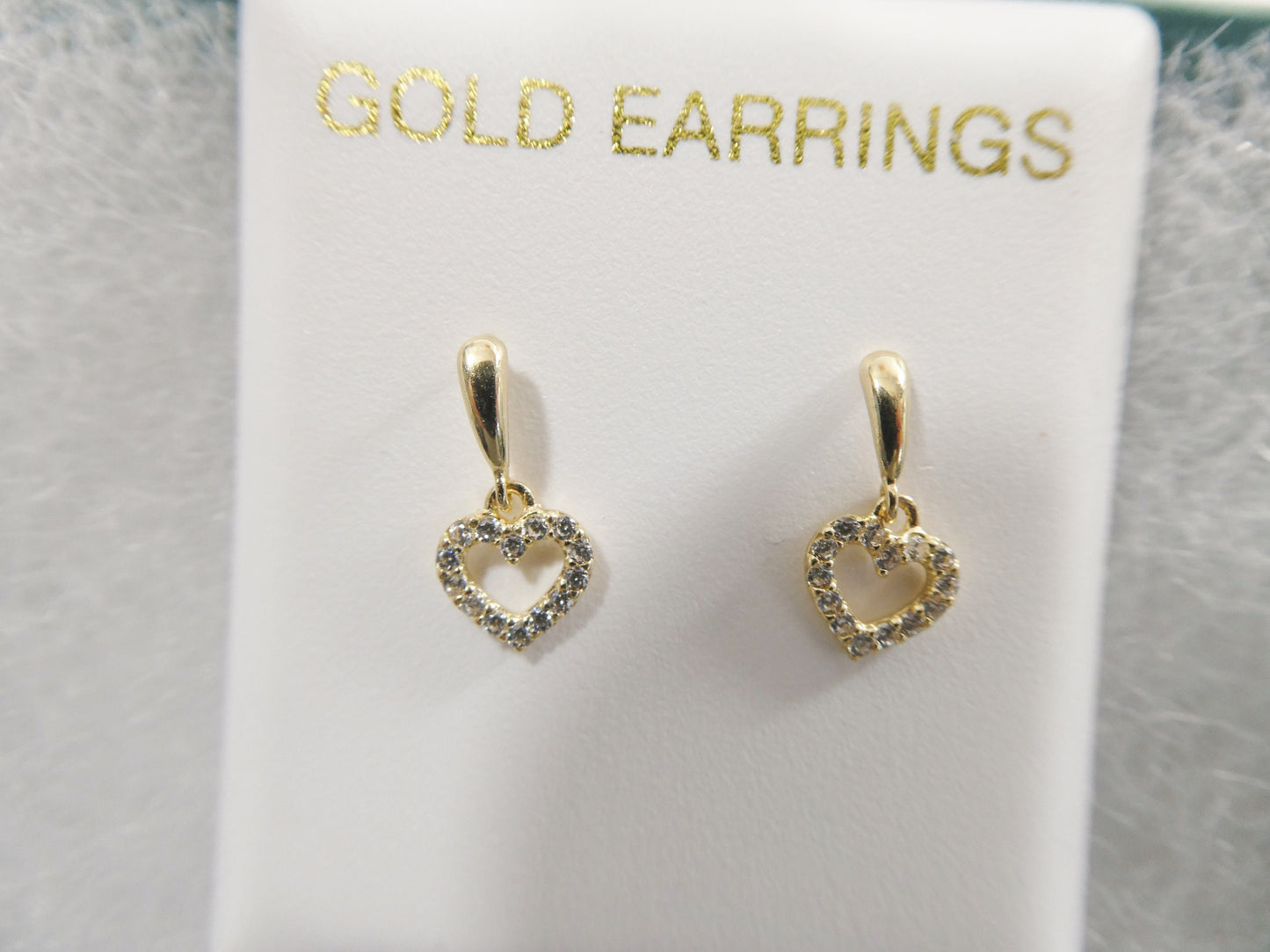 real 10k solid yellow gold push post heart dropping stud earrings