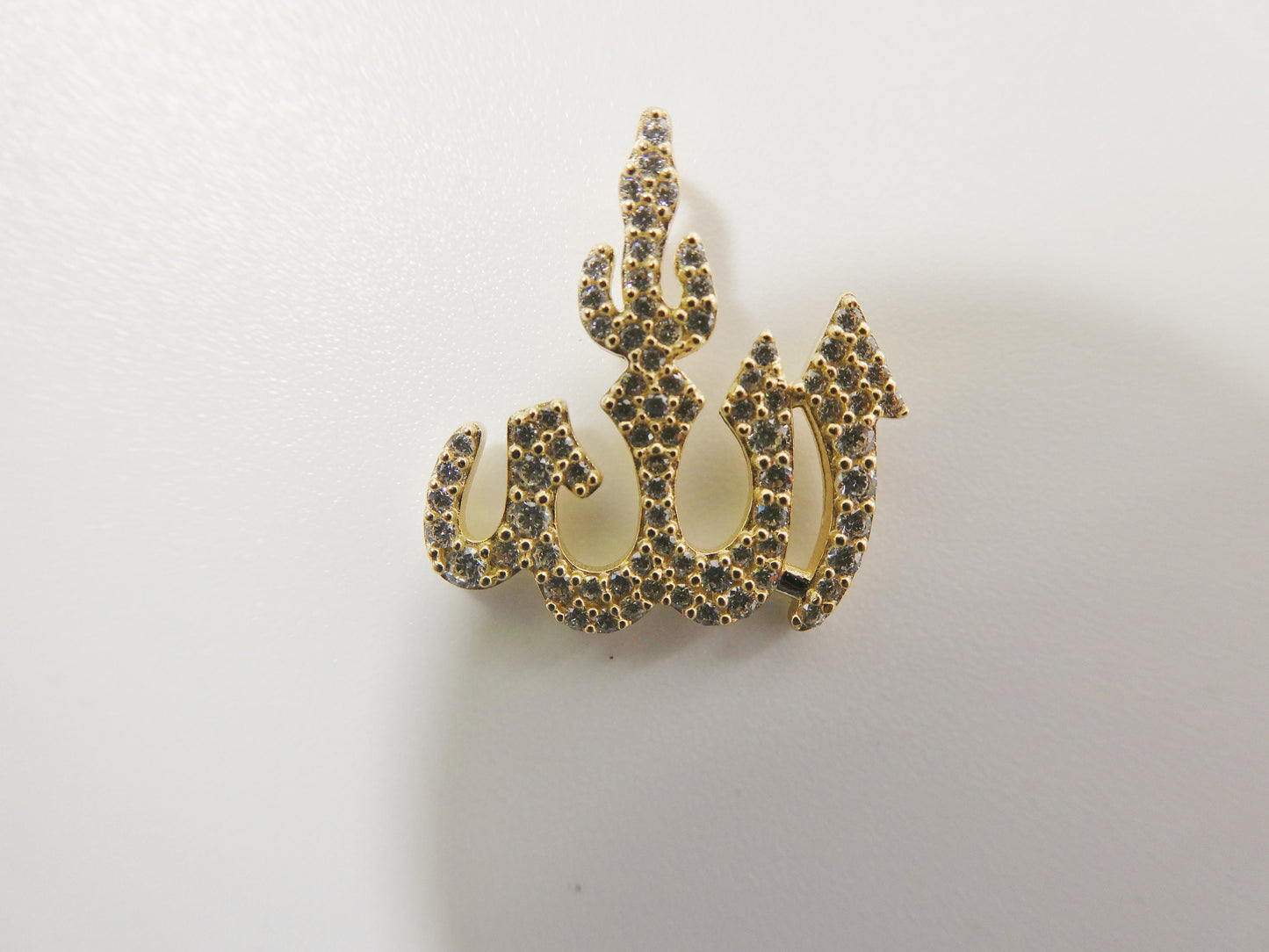 10k real solid yellow gold small ALLAH Muslim pendent and 16 inch Valentino necklace
