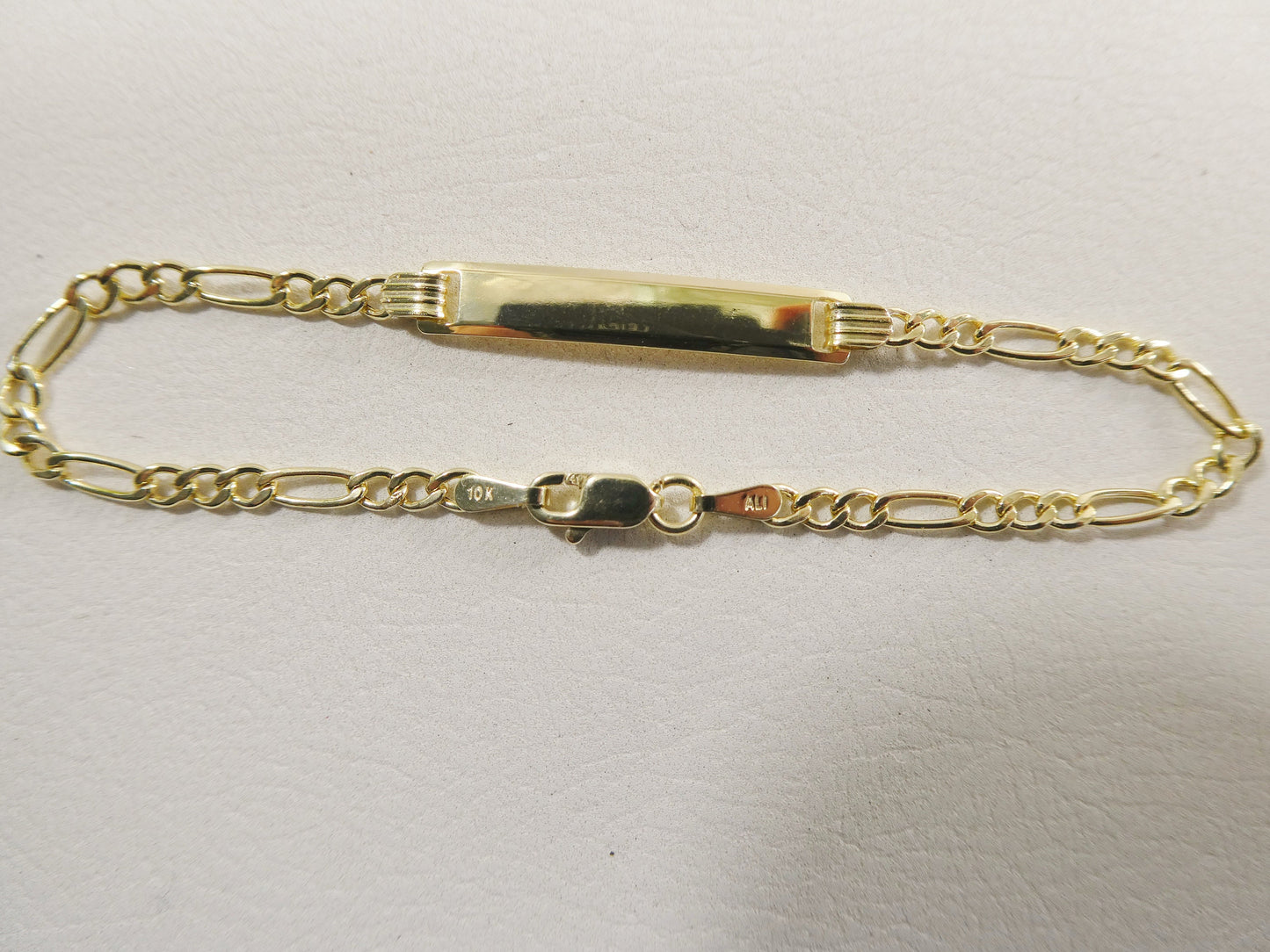 Real 10k Solid Yellow Gold 5.5 inch Figaro Style Baby Bracelet
