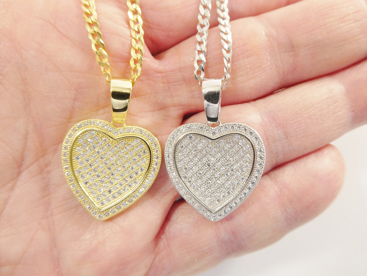 real 925 sterling silver 18 inch flat chain and heart pendent charm