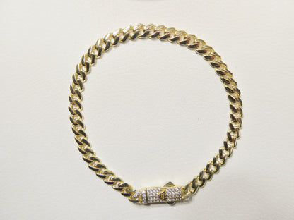 Real 10k Solid Yellow Gold 5mm Monaco 7/8 Inch Bracelet