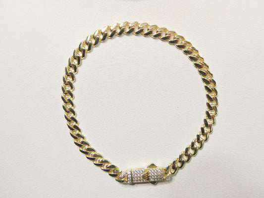real 10k solid yellow gold 5mm Monaco 7 / 8 inch bracelet