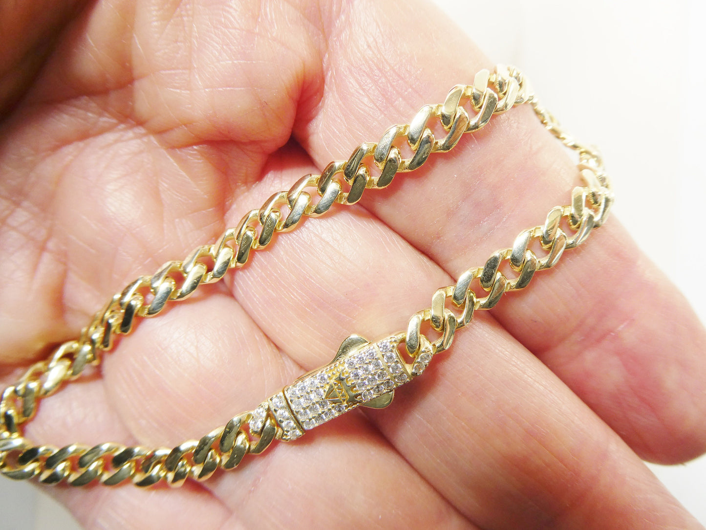 Real 10k Solid Yellow Gold 5mm Monaco 7/8 Inch Bracelet