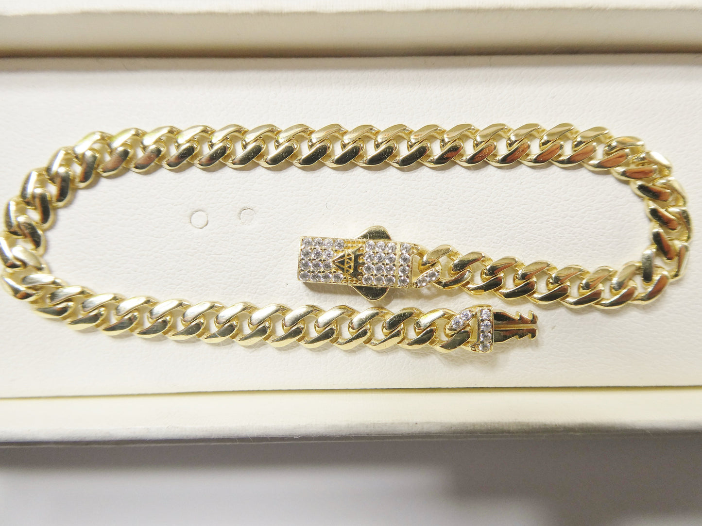 Real 10k Solid Yellow Gold 5mm Monaco 7/8 Inch Bracelet