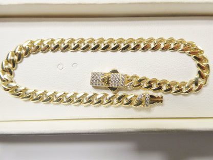 Real 10k Solid Yellow Gold 5mm Monaco 7/8 Inch Bracelet