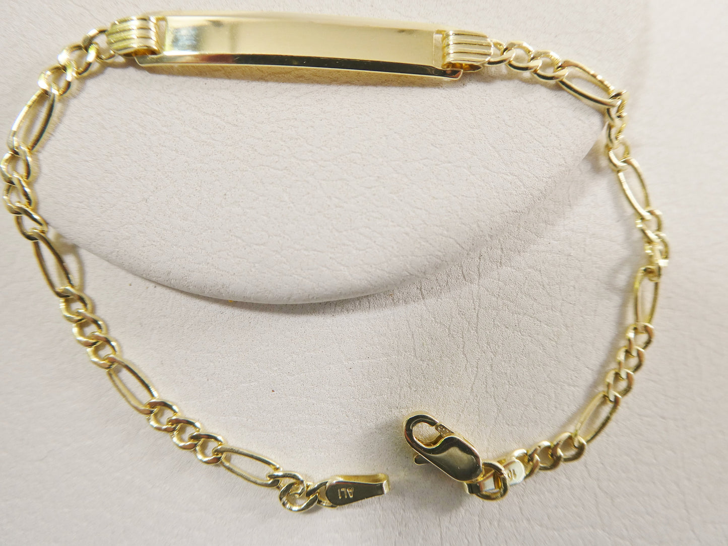 Real 10k Solid Yellow Gold 5.5 inch Figaro Style Baby Bracelet