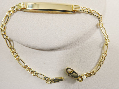 Real 10k Solid Yellow Gold 5.5 inch Figaro Style Baby Bracelet