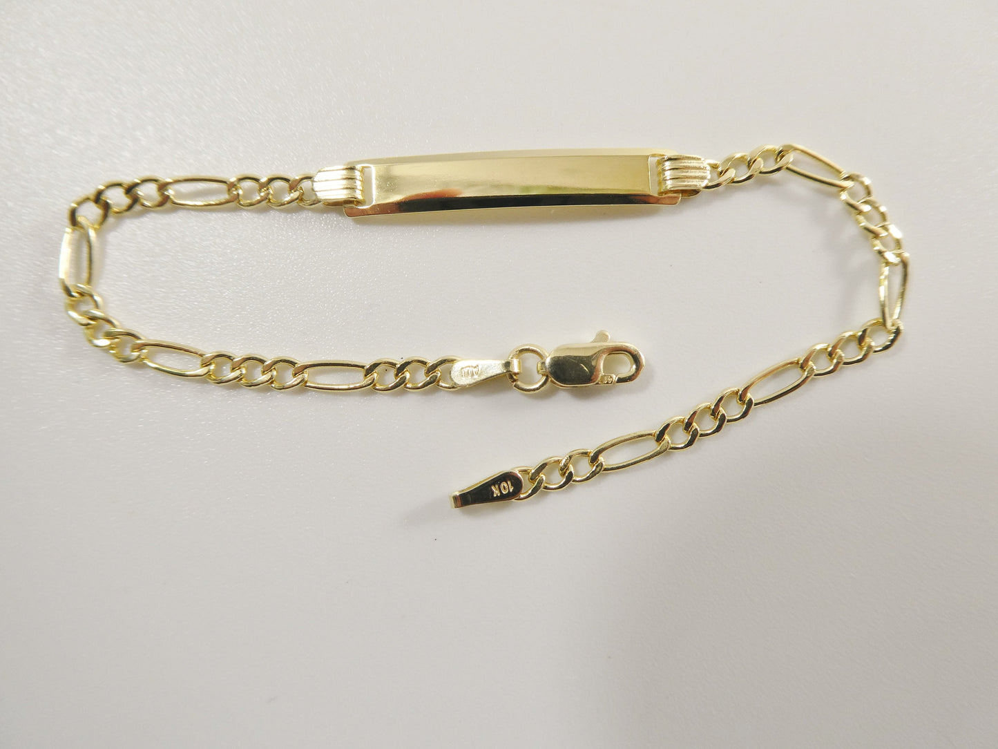 Real 10k Solid Yellow Gold 5.5 inch Figaro Style Baby Bracelet