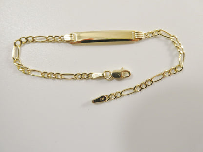 Real 10k Solid Yellow Gold 5.5 inch Figaro Style Baby Bracelet