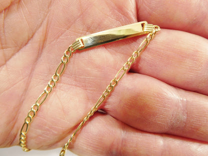 Real 10k Solid Yellow Gold 5.5 inch Figaro Style Baby Bracelet