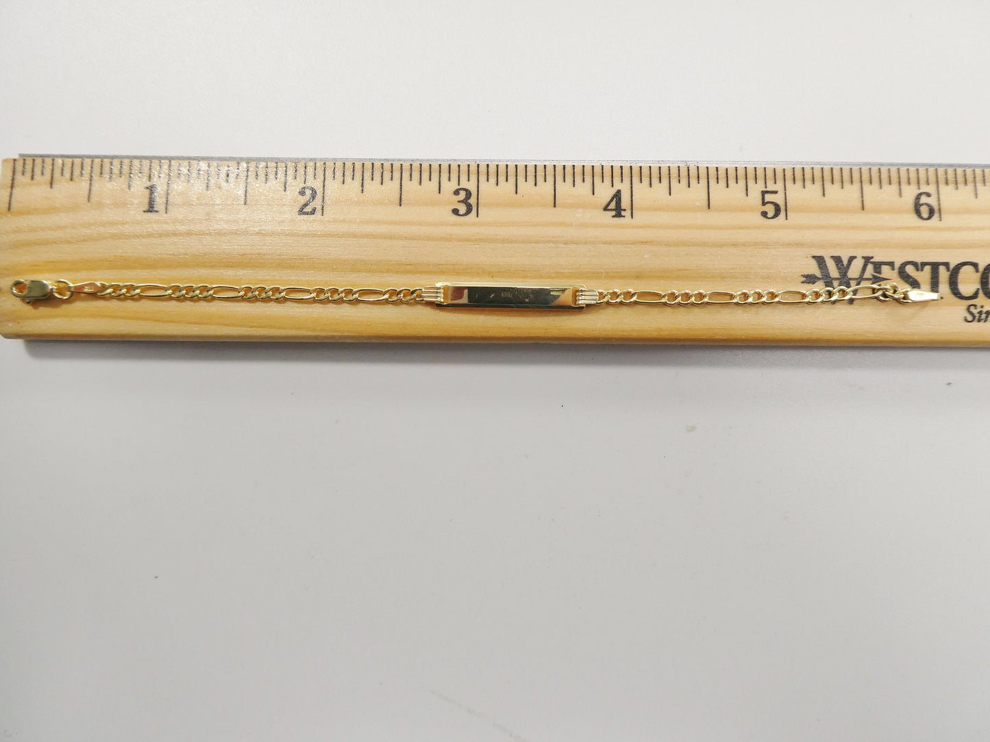 Real 10k Solid Yellow Gold 5.5 inch Figaro Style Baby Bracelet