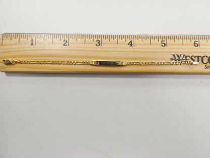 Real 10k Solid Yellow Gold 5.5 inch Figaro Style Baby Bracelet