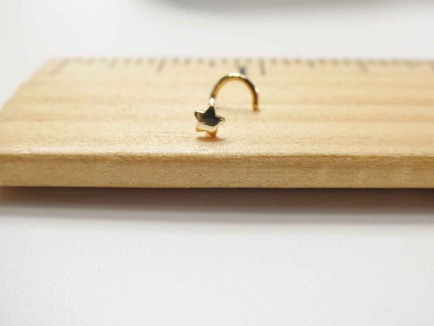 14k real solid yellow gold twist star stud nose ring