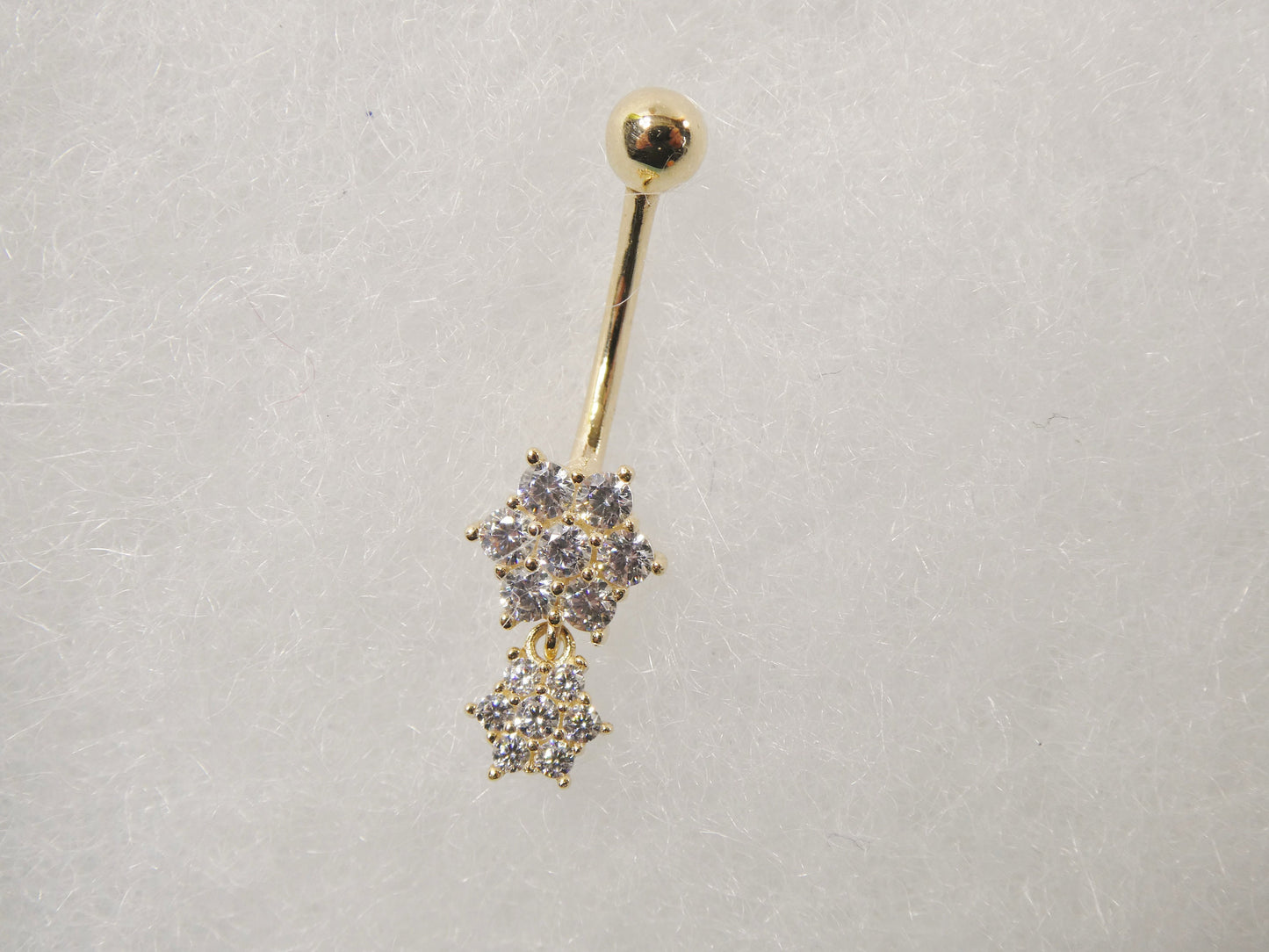 14k real solid yellow gold flower shaped belly button ring piercing