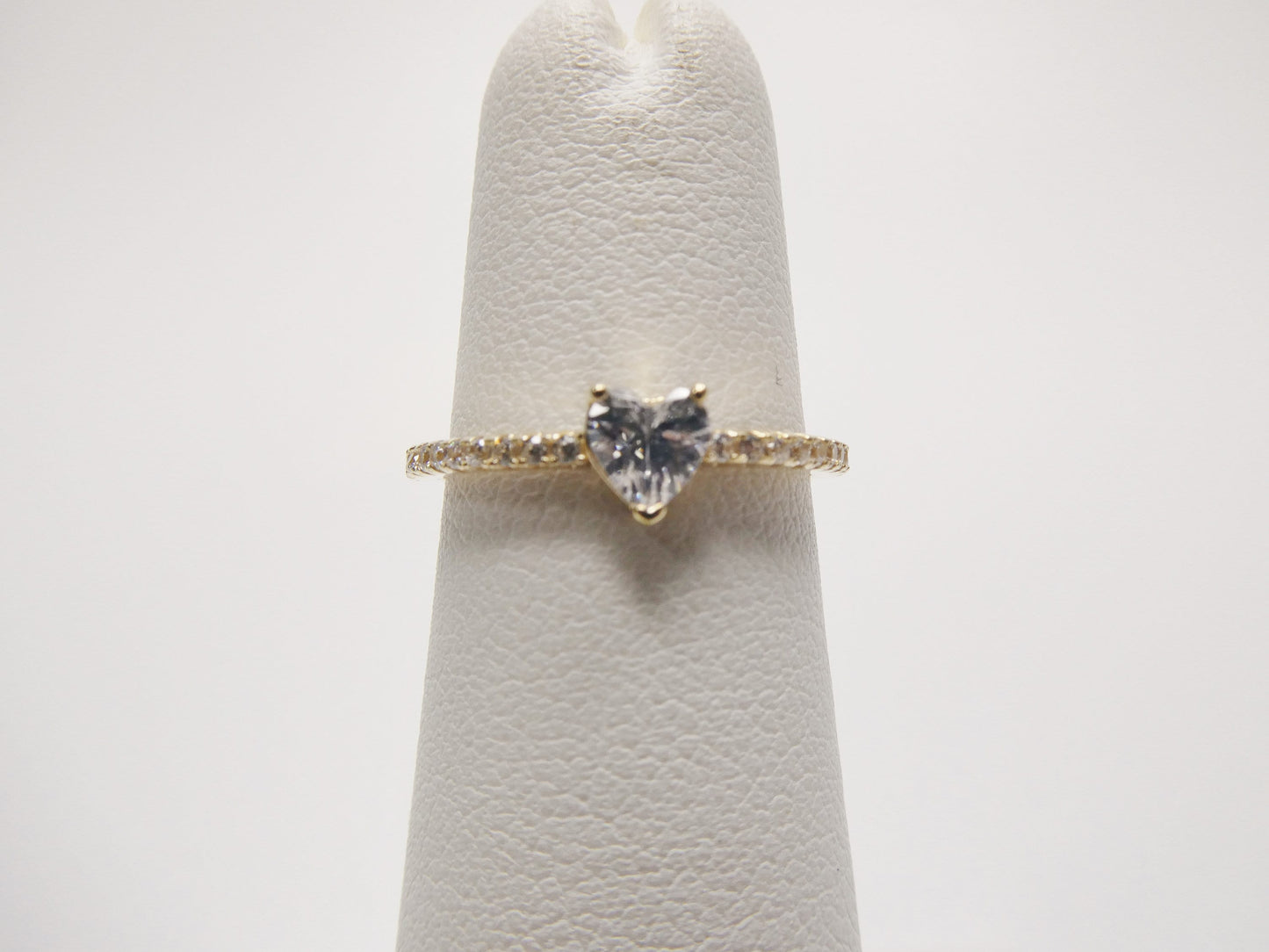 real 10k solid yellow gold women's heart stone ring