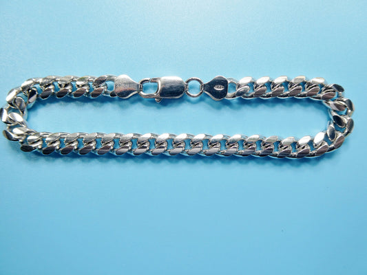 Real 925 Sterling Silver 7mm Solid Link Bracelet