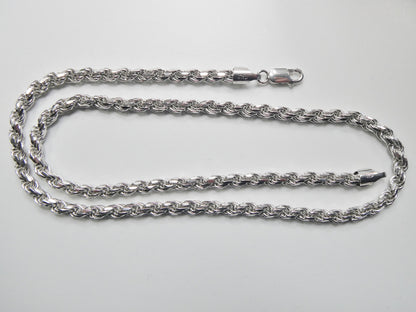 925 Sterling Silver 5MM Rope Chain - 14k White Gold Finish