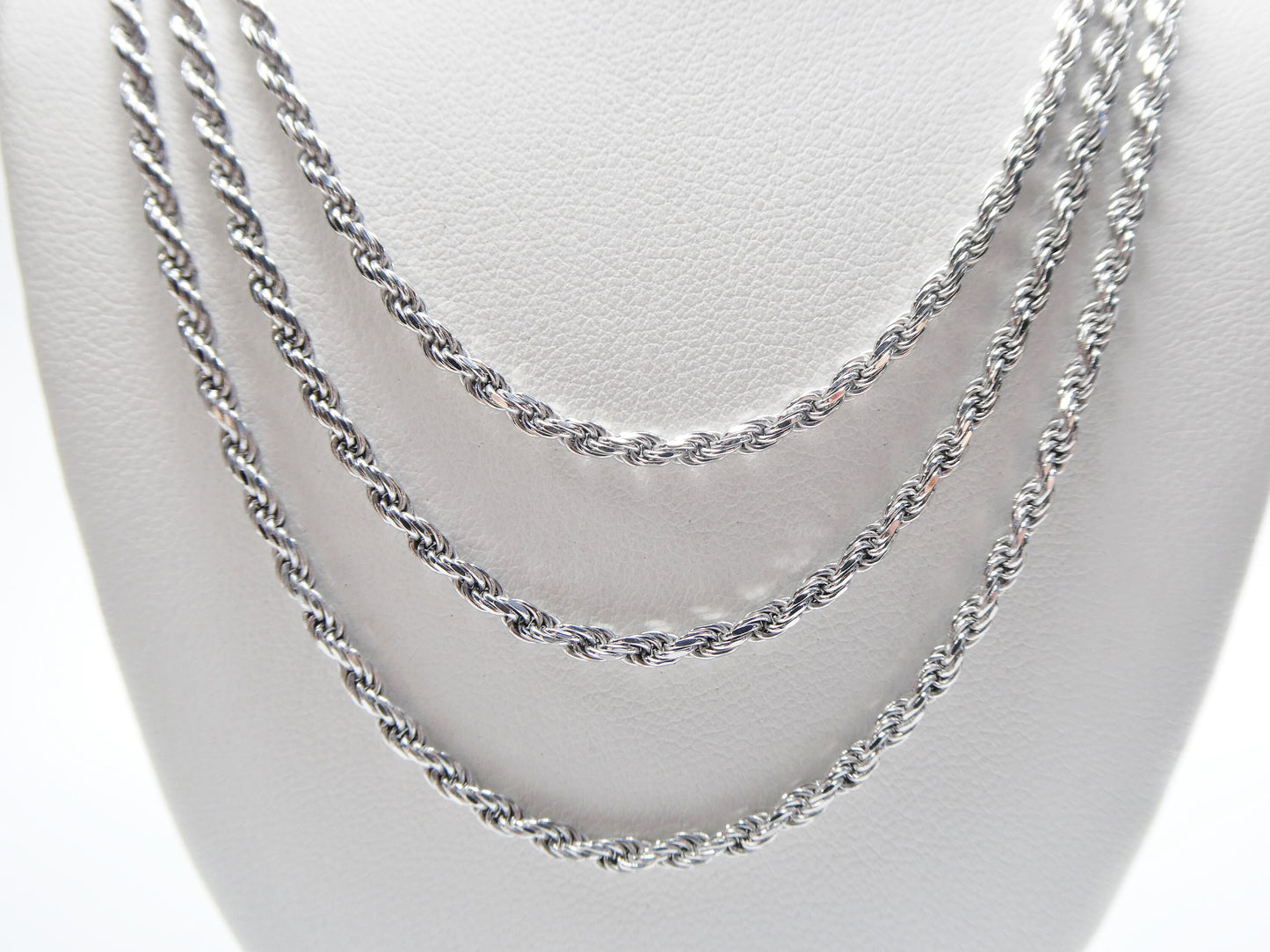 925 Sterling Silver 2.2MM Rope Chain - 14k White Gold Finish