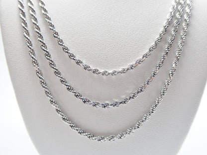 925 Sterling Silver 2.2MM Rope Chain - 14k White Gold Finish