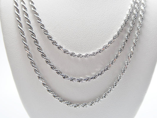 925 Sterling Silver 2.2MM Rope Chain - 14k White Gold Finish