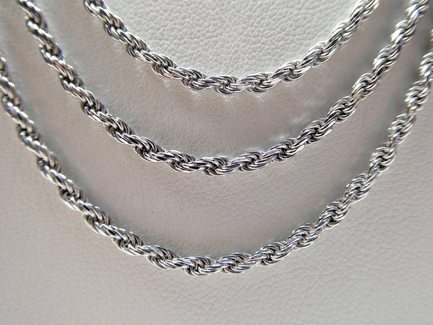 925 Sterling Silver 2.2MM Rope Chain - 14k White Gold Finish