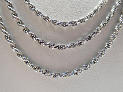 925 Sterling Silver 2.2MM Rope Chain - 14k White Gold Finish