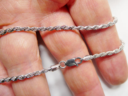 925 Sterling Silver 2.2MM Rope Chain - 14k White Gold Finish