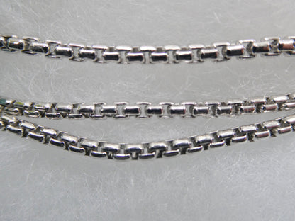 Sterling Silver 3MM Round Box Chain - 14k White Gold Finish