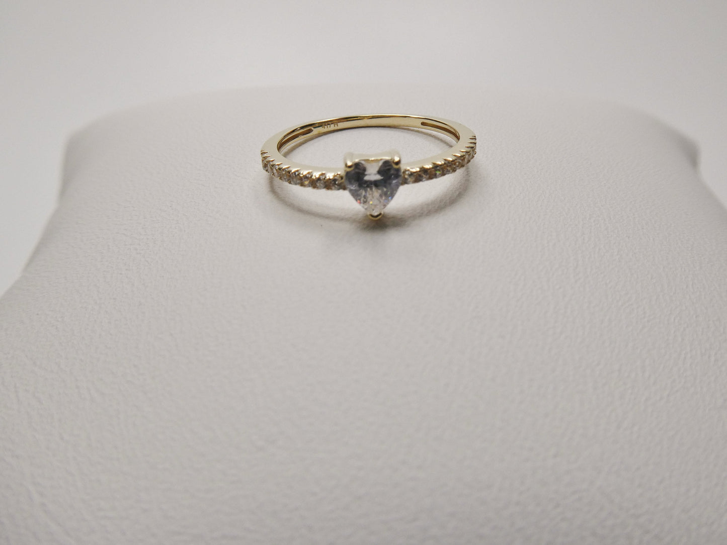real 10k solid yellow gold women's heart stone ring