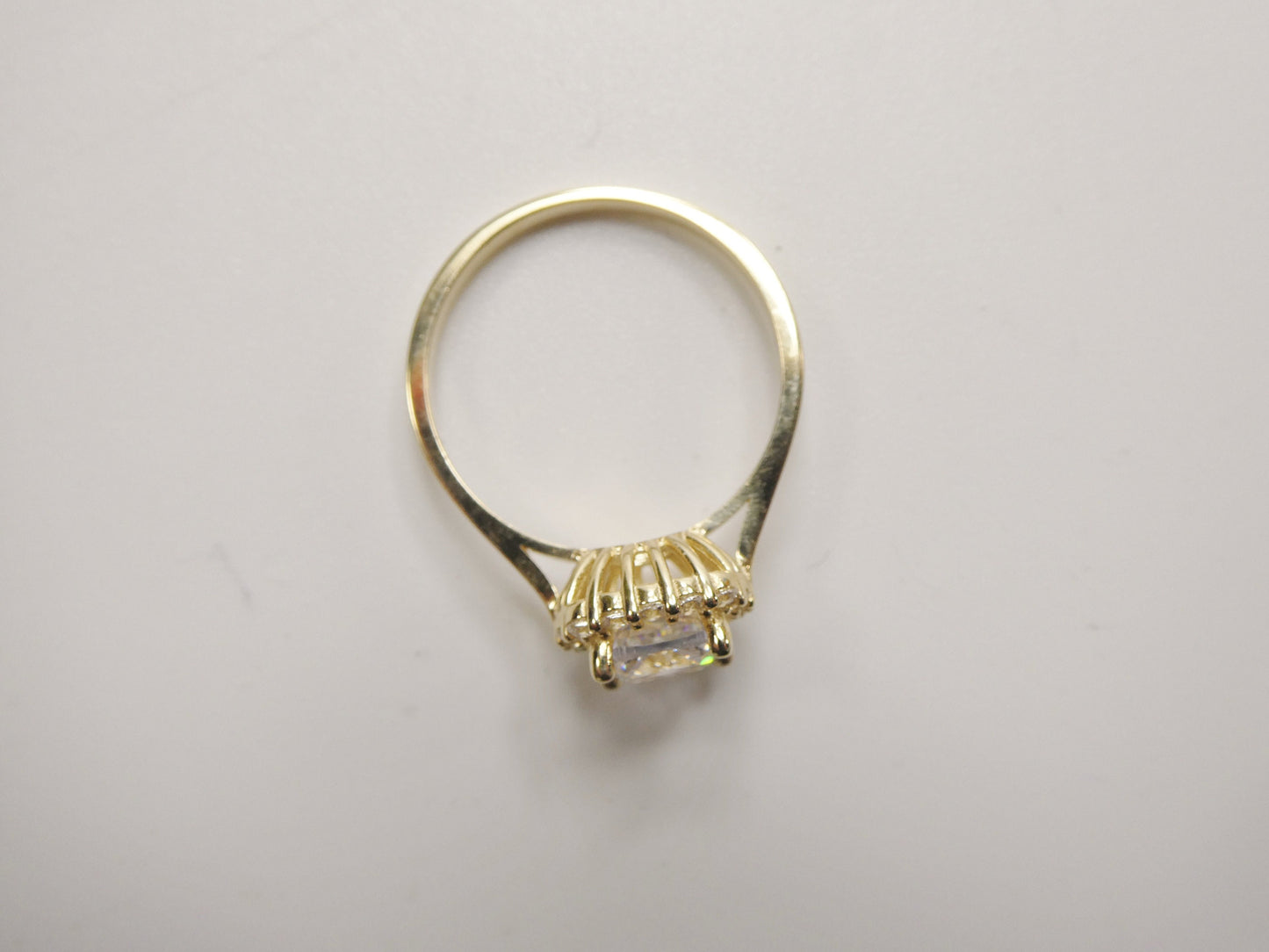 14k real solid yellow gold engagement cushion cut cubic zirconia ring