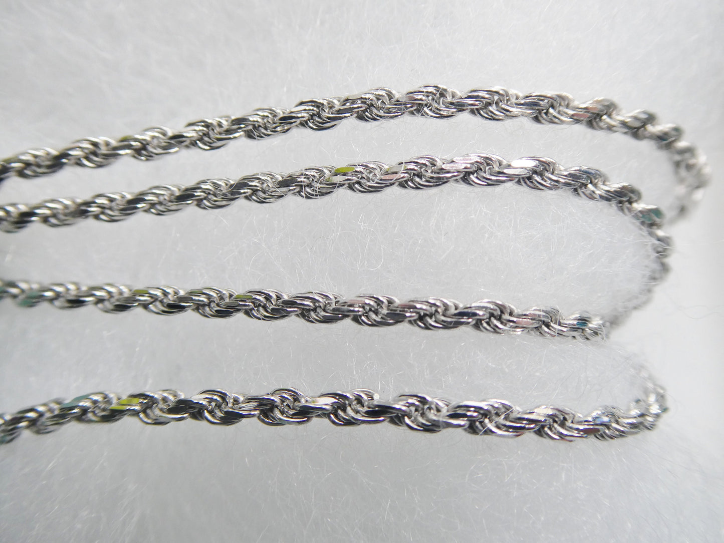 925 Sterling Silver 2.2MM Rope Chain - 14k White Gold Finish