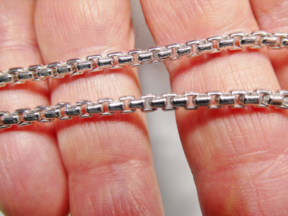 Sterling Silver 3MM Round Box Chain - 14k White Gold Finish