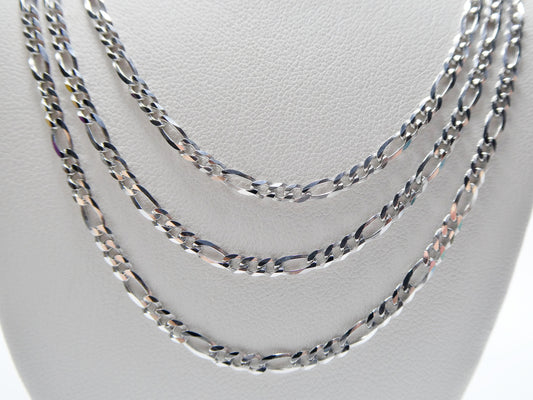 real 925 sterling silver 2.8mm Italian figaro solid chain lobster lock clasp