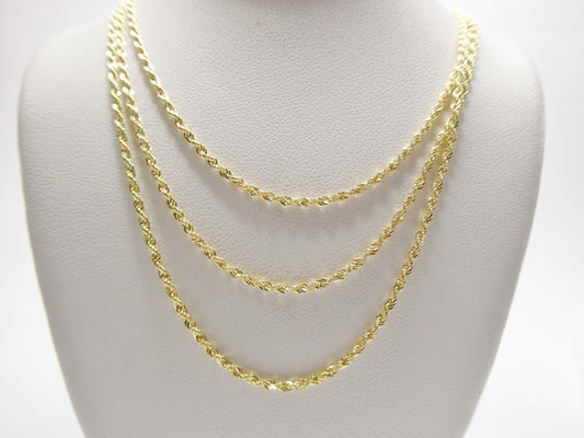 real 14k solid yellow gold rope chain women men necklace