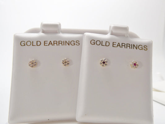real 10k solid yellow gold tiny small flower push post stud earrings