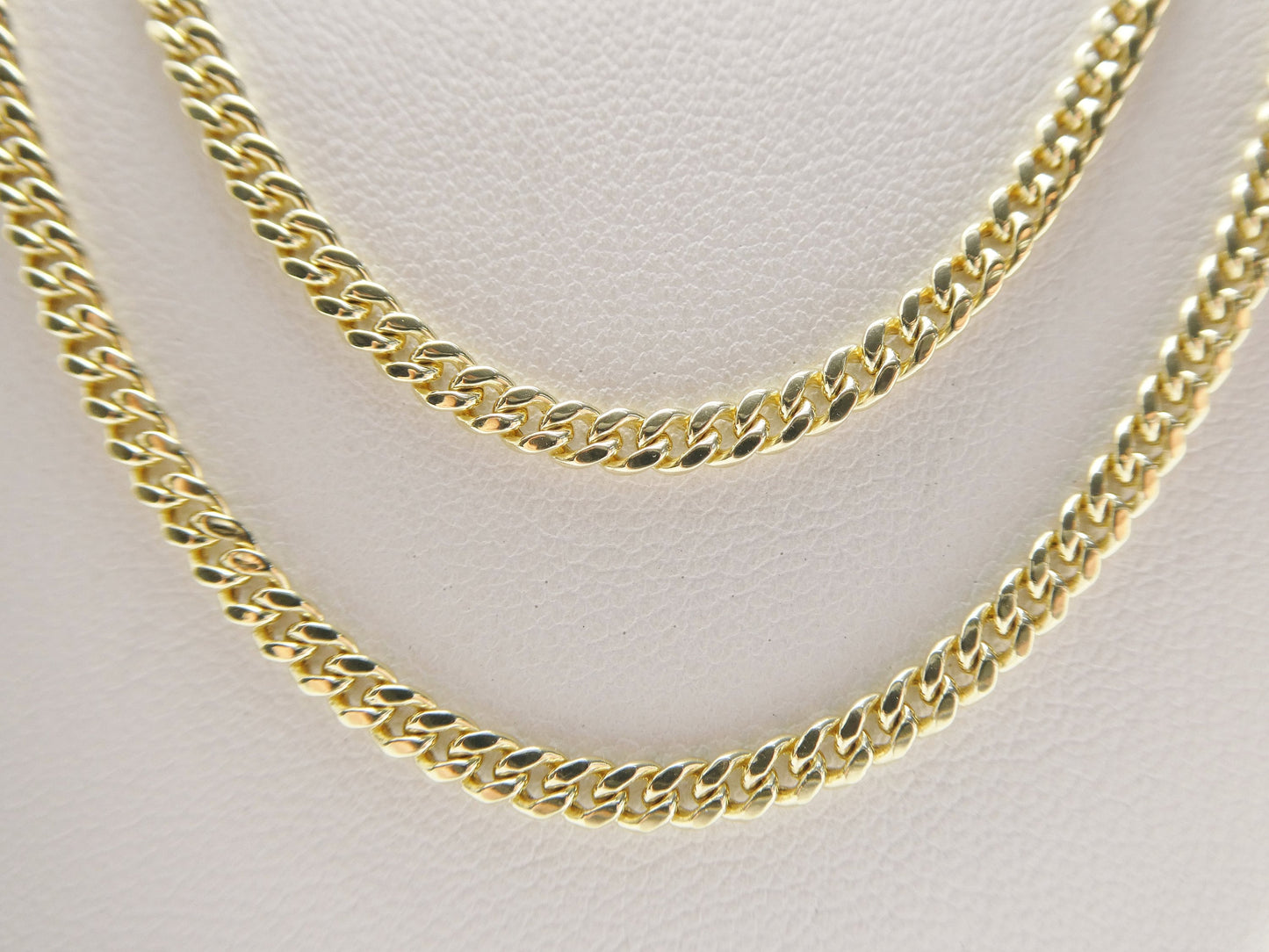 real 10k solid yellow gold 3mm curb link chain necklace