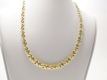Sterling Silver XO Necklace Bracelet Set: 14k Gold Finish