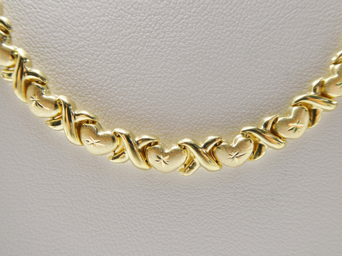 Sterling Silver XO Necklace Bracelet Set: 14k Gold Finish