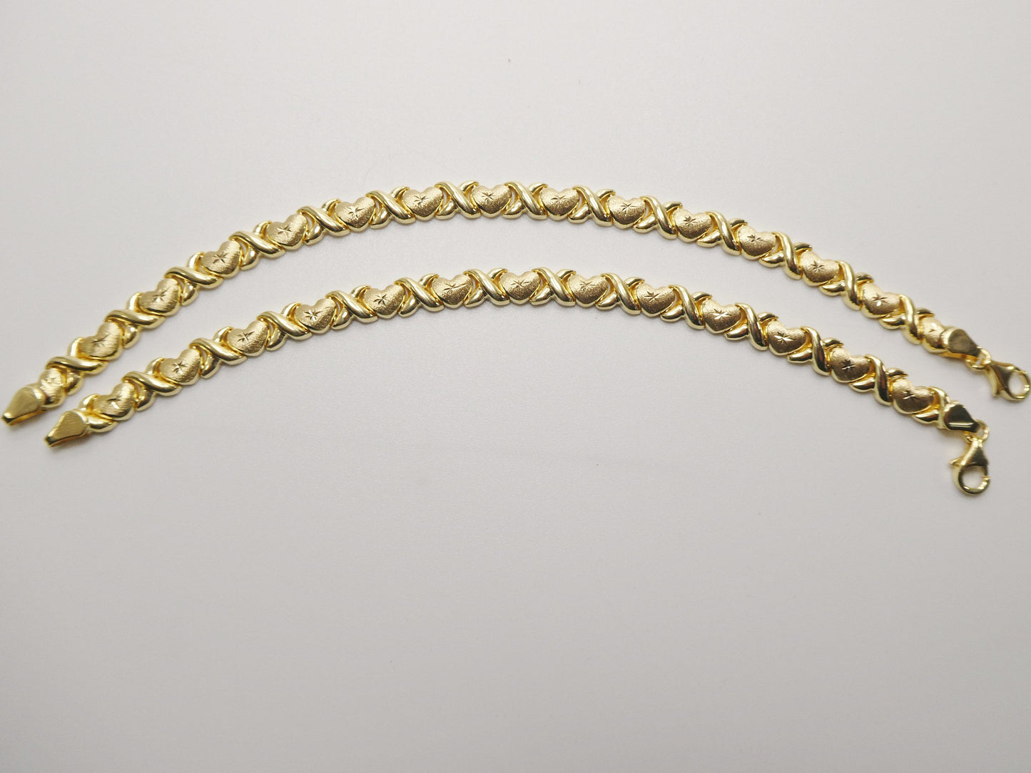 14k Gold Over Sterling Silver Mini XOXO Heart Bracelet