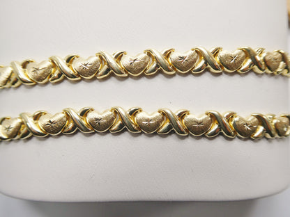 14k Gold Over Sterling Silver Mini XOXO Heart Bracelet