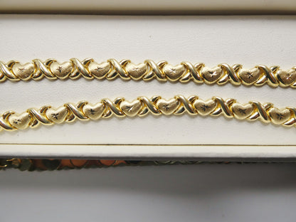 14k Gold Over Sterling Silver Mini XOXO Heart Bracelet