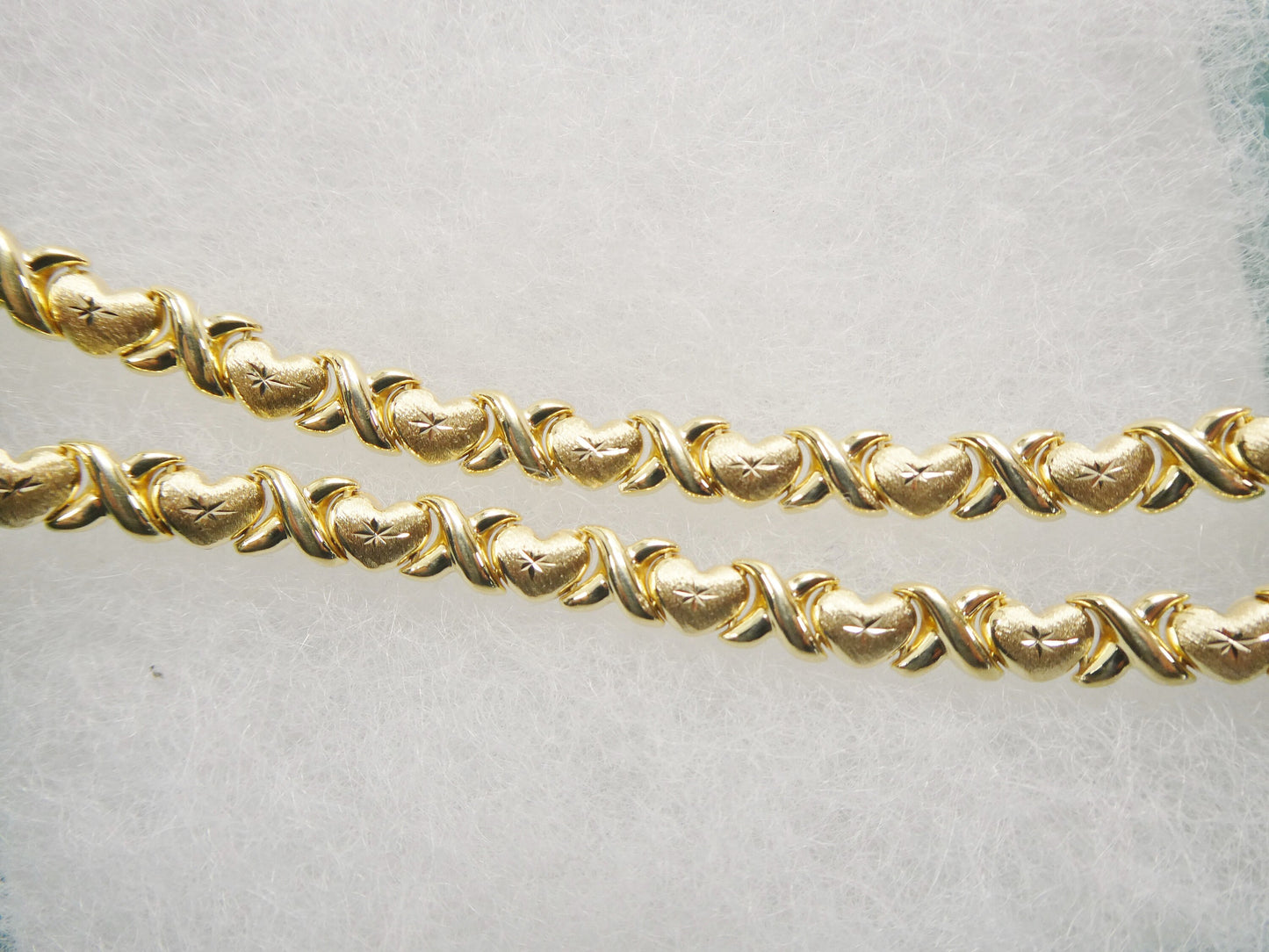 14k Gold Over Sterling Silver Mini XOXO Heart Bracelet