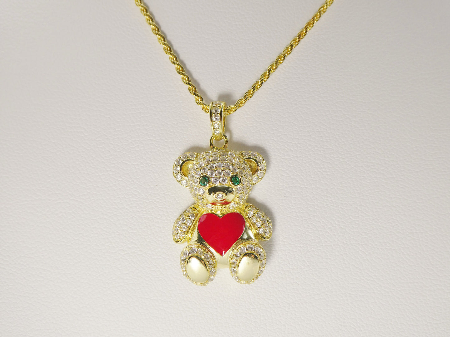 925 sterling silver enamel color teddy bear pendent set charm