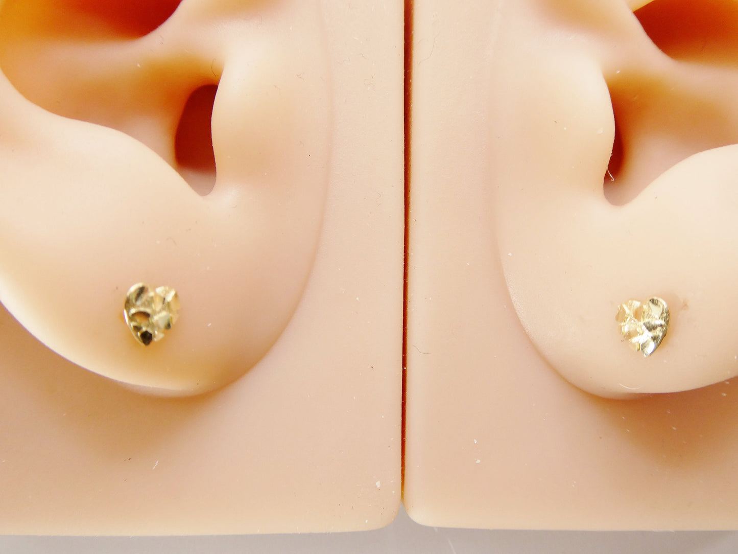 10k Real Solid Yellow Gold Heart Nugget Push Back Earrings