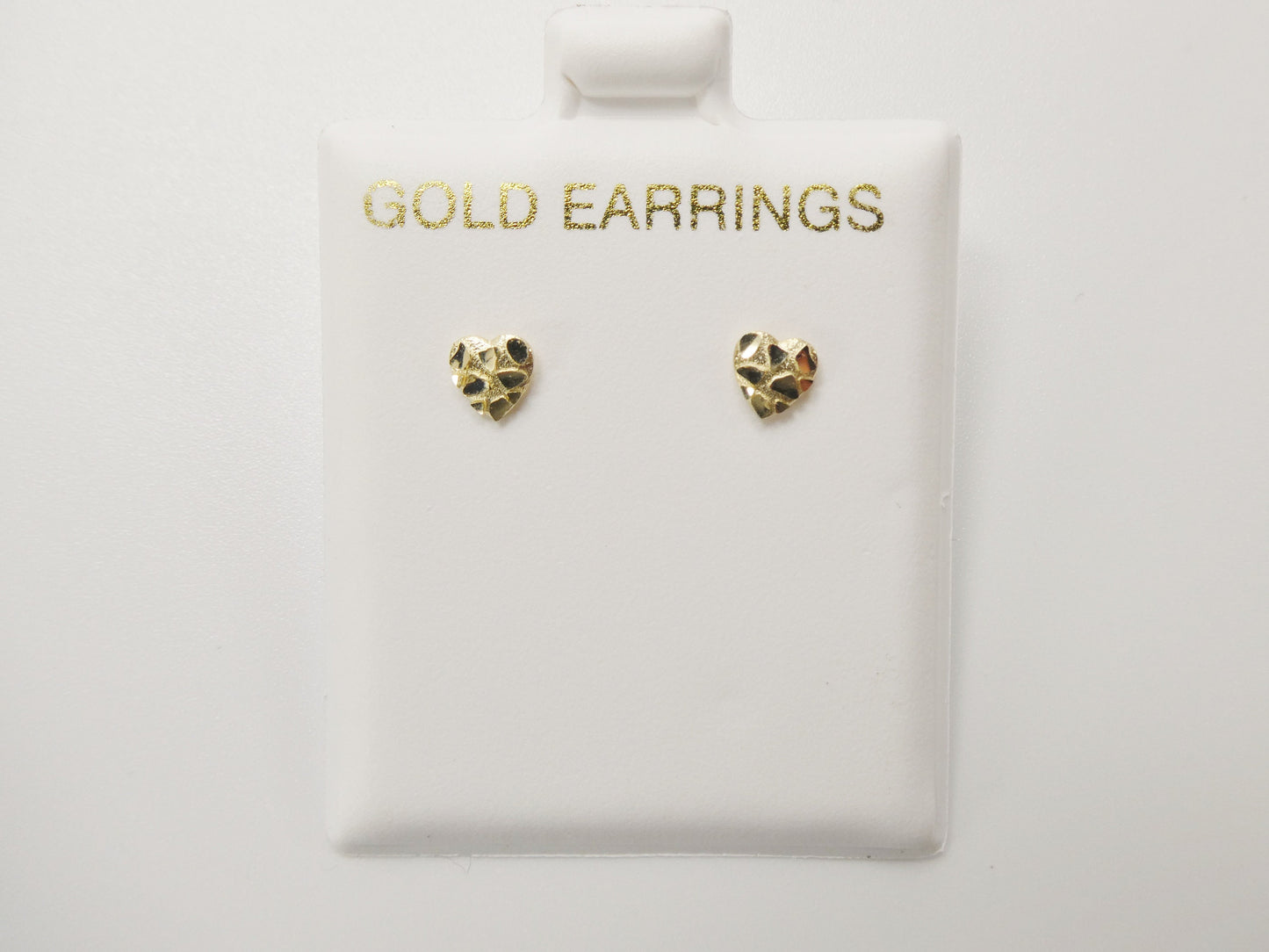 10k Real Solid Yellow Gold Heart Nugget Push Back Earrings