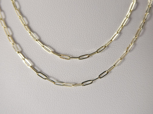 14k real solid yellow gold tiny small 2mm paperclip chain necklace
